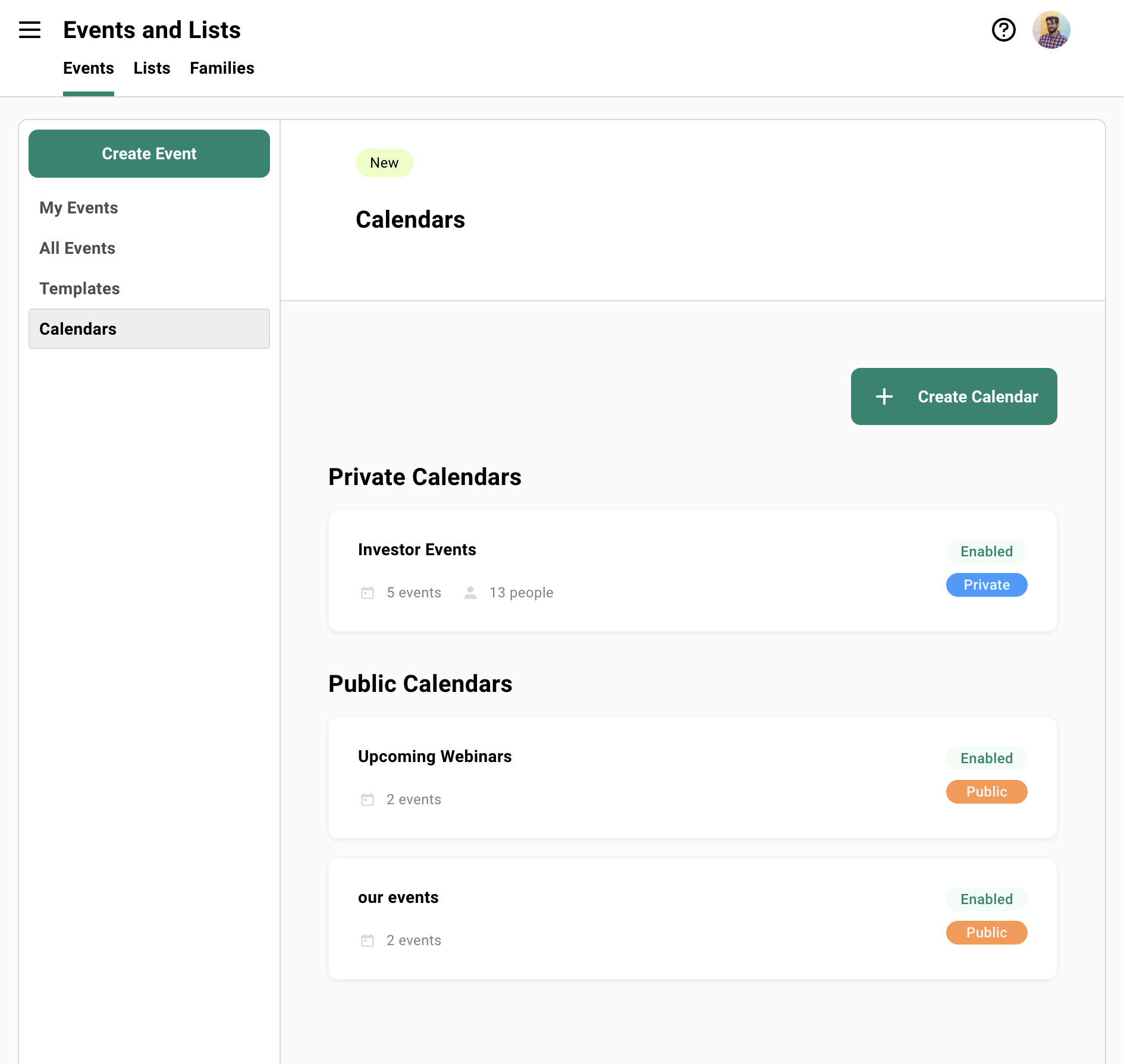 Showing the Event Calendars listing page in Gatsby